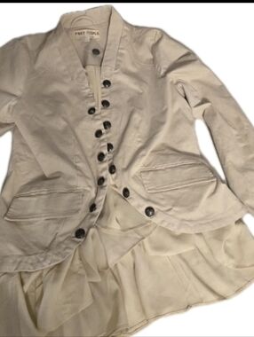 NWT Free People Jacket Womens Small Beige Button Front Peplum BOHO Cream Colored